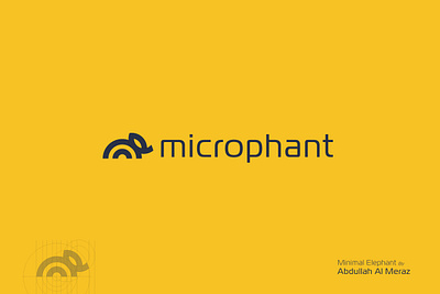 Microphant Logo animal branding callygraphy circle design elephant graphic design grid illustration logo logo for sale micro minimal modern round vector