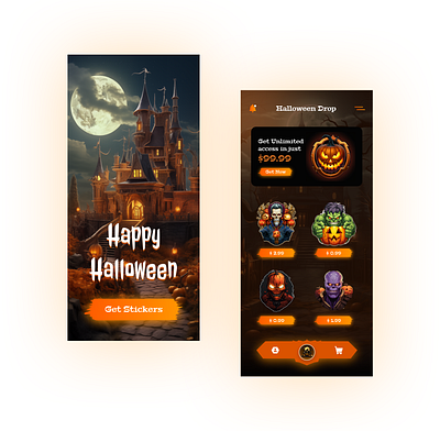 🎃 Halloween Theme App Design.... 3d animation branding graphic design logo motion graphics ui