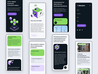 Mobile design for Ai Agency ai ai industry ai technology artificial intelligence services business website clean data analytics illustration isometric illustration mobile modern rtificial intelligence trendy ui web web development web site