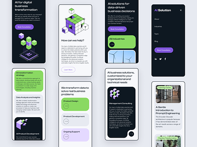 Mobile design for Ai Agency ai ai industry ai technology artificial intelligence services business website clean data analytics illustration isometric illustration mobile modern rtificial intelligence trendy ui web web development web site