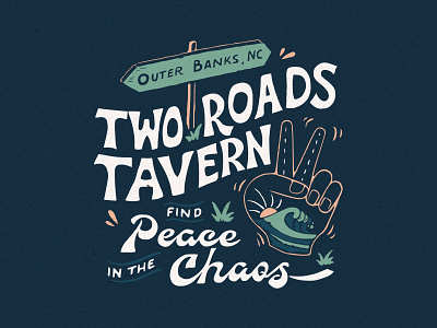 Two Roads Tavern illustration lettering merch design skitchism t shirt typography vintage