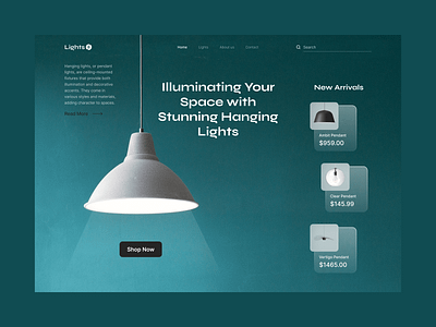 Lights - Hanging Lights Landing Page Hero Section design hero section landing page lights landing page product design ui uiux uiux design ux