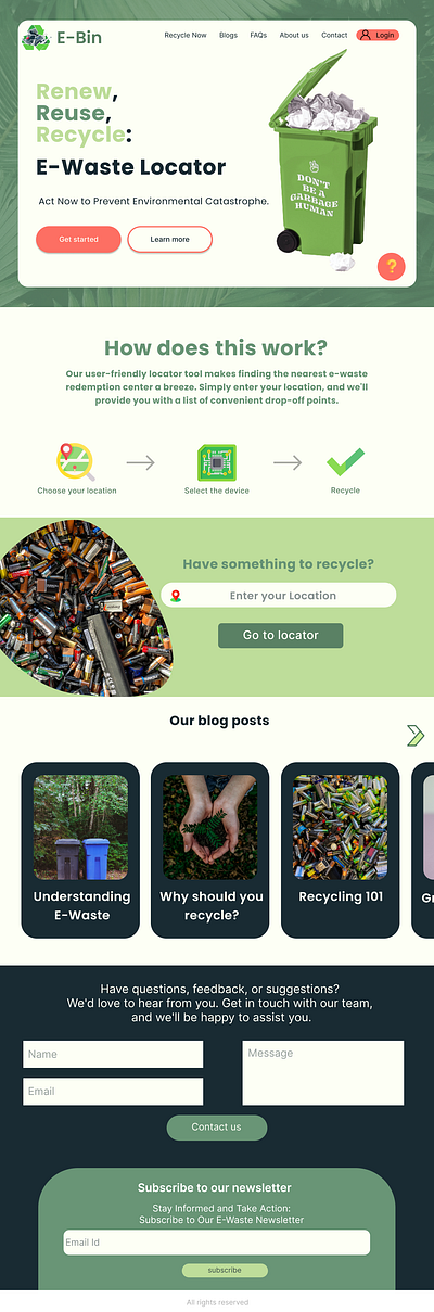 E- Waste Facility Locator (Landing Page) branding designui figma ui uiux ux websitedesign