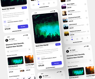 Concert app ui design app booking booking app clean concert concert app design minimal modern ui ux