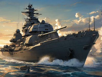 Big destroyer war boat