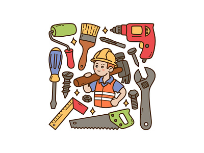 Labor Day Doodle cute doodle icon illustration laborday logo vector