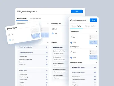 Widget management ui