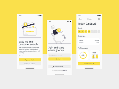 Gig-app app app design app for workers branding design ecomomy app gig app graphic design illustration logo ui ux vector work app