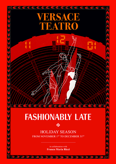 Versace Teatro - Fashionably Late graphic design