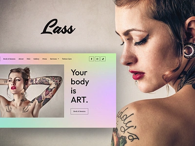 Lass - Female Tattoo Artist artist beauty colorful creative design female feminine gradient homepage inspiration landing makeup piercing studio tattoo template ux website woman wordpress