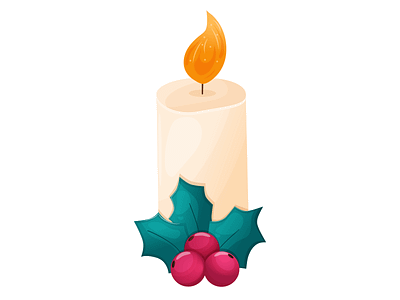 Christmas candle berry candle cartoon christmas cute design illustration new year vector