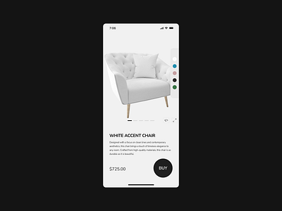 Details page | Furniture App chair details page | furniture app ios minimal mobile ui modern ui ux web design white