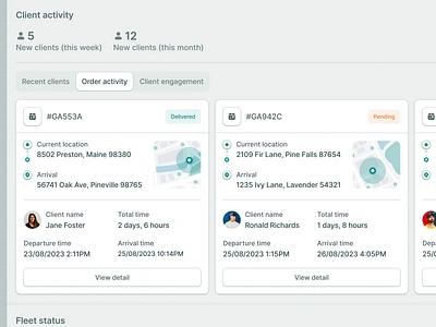 Shiptrack: Order Activity Card Shipment Tracking Saas Web App activity admin cargo component dashboard data dropship inventory logistics management map product design saas shipment shipping table tracking uiux web design webapp