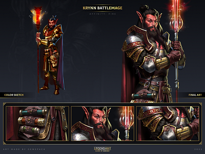 Krynn Battlemage 2d art cgi character character design concept concept art digital 2d digital art fantasy game game art game of heroes gamepack illustration legendary mage mobile games sci fi