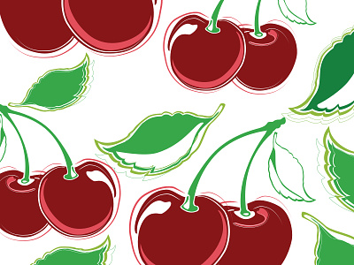 Cherries berries cherries cherry fruit graphic design red fruit summer berries summer fruit vector illustration