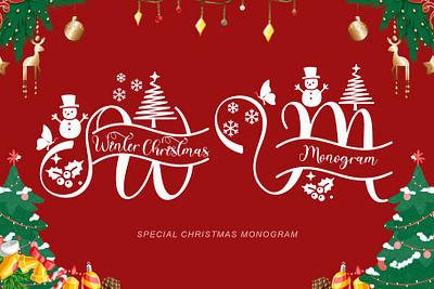 Winter Christmas Monogram beautiful branding christmas design font font design graphic design handwritten illustration logo monogram santa ui winter
