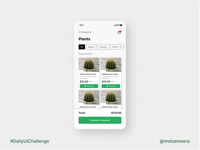 A category card screen with add-to-cart and product images add to card page ui daily ui daily ui challenge ecommerce ui ui ui design uiux ux ux design