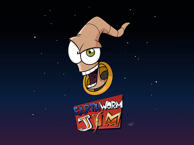 Earthworm Jim 90s 90scartoon cartoon design digitalart earthwormjim graphic design graphic designer illustration illustrator jim space superhero vector worm