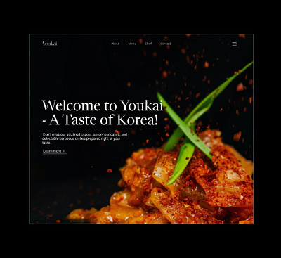 Korean restaurant black branding minimalism resturan ui web design website