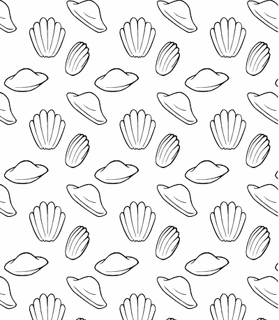 Madeleine pattern bakery black and white drawing hand drawn illustration madeleine pattern