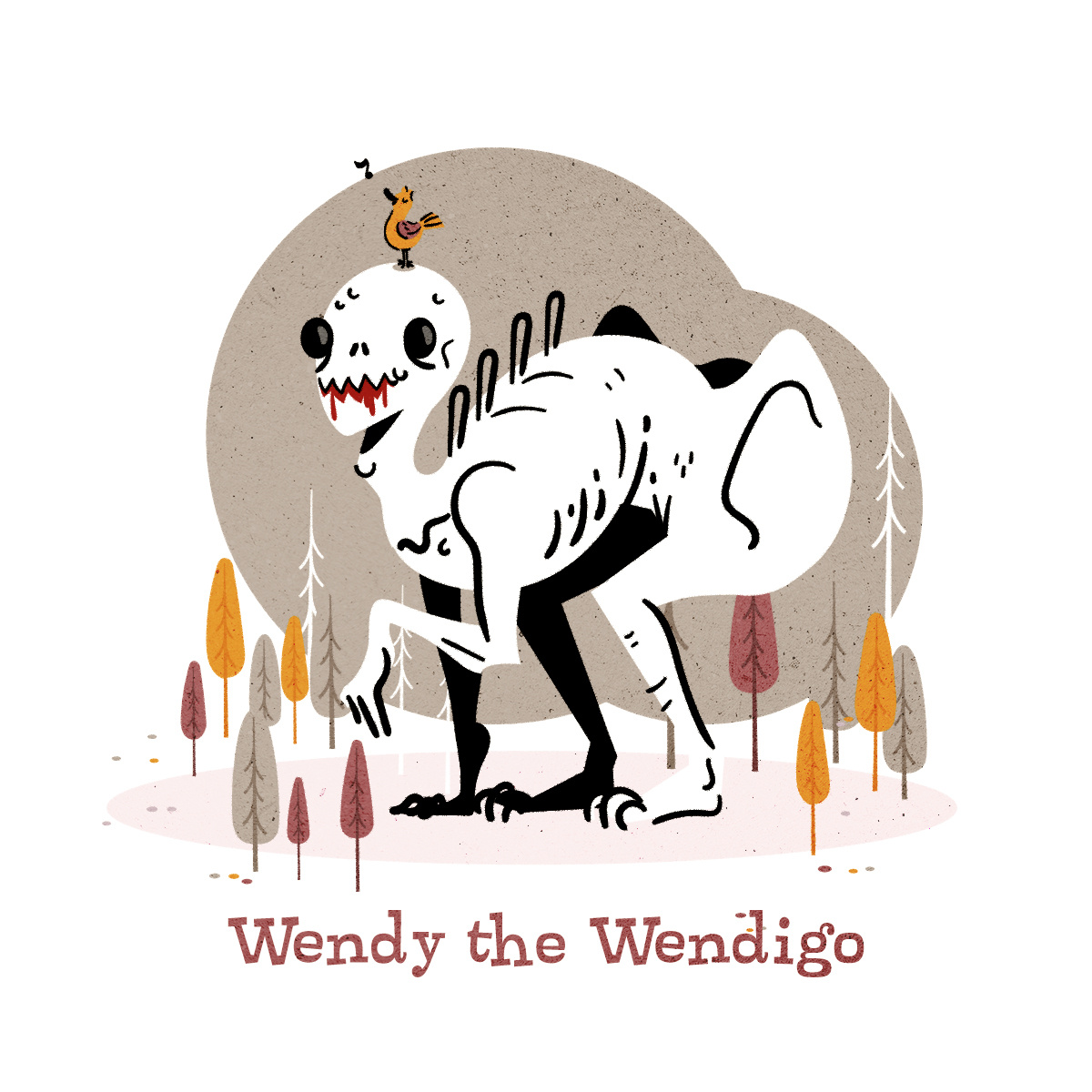 Wendy the Wendigo design folklore halloween horror illustration illustrator minimalist monster spooky texture vector weird