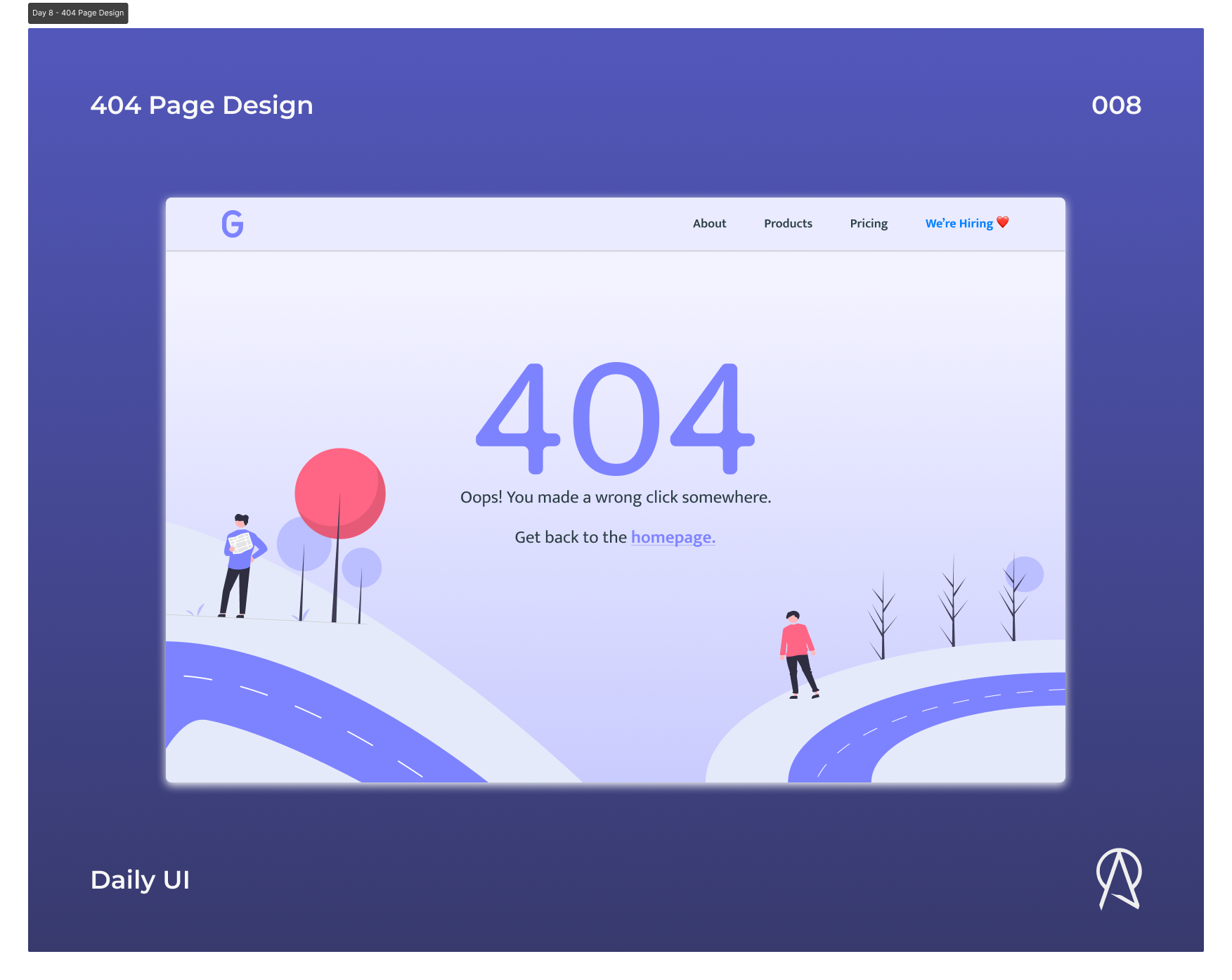 Daily UI - 404 Page app branding dailyui design graphic design illustration minimal typogaphy typography ui ui design uiux user experience user experience design user interface design ux uxdesign