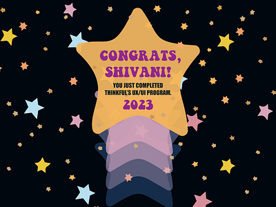 Congrats to my design student, Shivani! black blue congrats congratulations dark design graphic design illustration navy night pink sky star starry night stars typography yellow