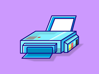 Printer animation cute graphic design illustration paper printer sticker vector