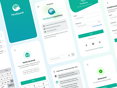 MindSpeak Mobile App ai android app design chatbot chatgpt design gui ios login mobile app mobile app design mockup ui ui design user interface user interface design ux ux design