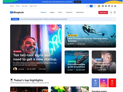 Bloghub - Blog and Magazine Bootstrap 5 Template blog website template bootstrap css design html javascript ui ux web design