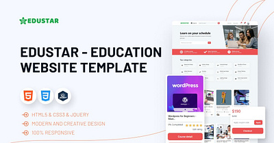 Edustar - Education Website Template bootstrap css education template html javascript online courses responsive design ui ux web design