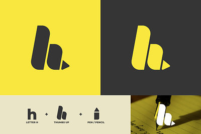Handysign Logo (H + Hand + Pen) branding design graphic design h logo hand logo icon illustration logo logo redesign pen logo thumb thumbs up logo typography ui ux vector