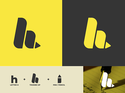Handysign Logo (H + Hand + Pen) branding design graphic design h logo hand logo icon illustration logo logo redesign pen logo thumb thumbs up logo typography ui ux vector