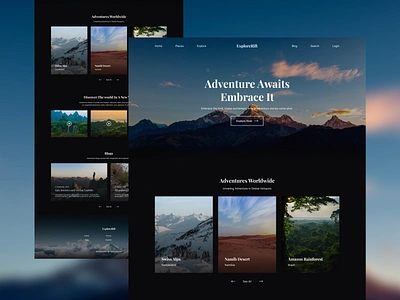 Adventure Website Design adventure adventure website blog figma hill landing page nature travel travelling ui ui design user interface design website