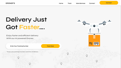 Drone Delivery Website With Lottie Animation animation branding design drone animation drone delivery drone delivery website drone landing page drone landing ui drone logistics ecommerce illustration landing page lottie animation motion graphics ux website banner website landing page