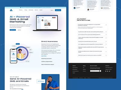 Verxus: AI - Powered SMS & Email Marketing Web Design about us brand visibility branding email marketing faq footer frequently asked questions hero section how it works landing landing page odina odina ozioma perfelina ozioma perfelina pricing sms ui