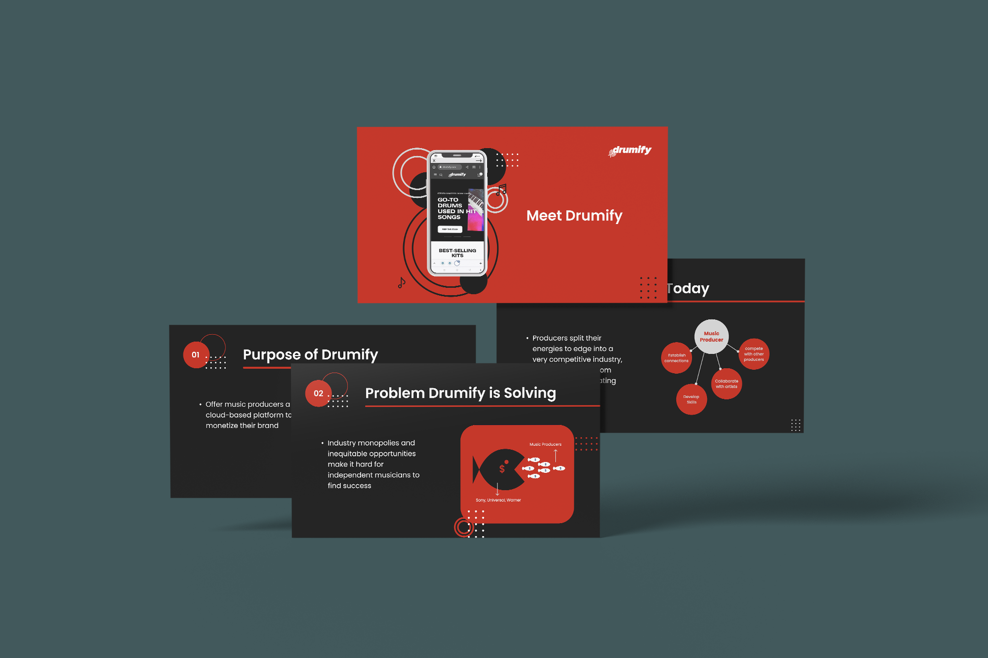 Presentation design for Drumify presentation design