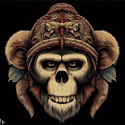Skull With Monkey Cap | A Symbol of Morality | tracingflock artificial intelligence graphic design illustration monkey monkey cap monkey face skull skull candy skull head tracingflock