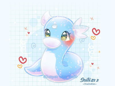 Dratini Fanart by sailizv.v adorable adorable lovely artwork concept creative cute art design digitalart illustration