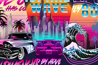 Synthwave Futuristic Illustration artwork illustration neon sublimation unique