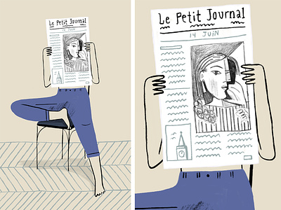 Le Petit Journal abstract art article design drawing editorial handdrawn illustration journal newspaper people texture