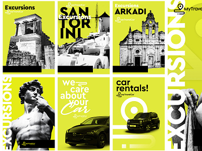 Posters "MytravelCar" adobe illustrator adobe photoshop ancient arkadi branding car crete design excursions graphic design greece illustration knossos logo rental rethymno santorini statue travel vector