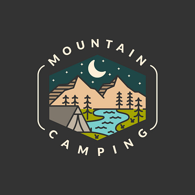 night camp mountain camping graphic design illustration logo monoline mountain night outdoor tshirt