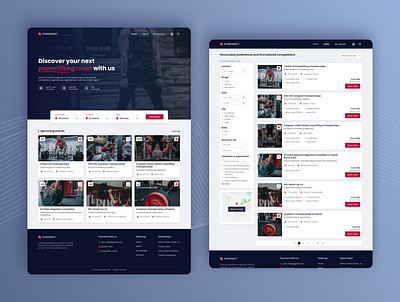 Website for Powerlifting Events Discovery design events powerlifting ui ux website