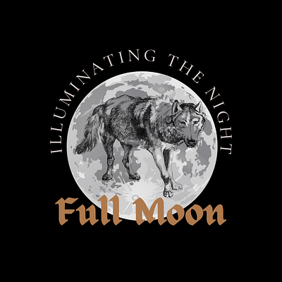 Illuminating The Night black black and white branding calm full moon graphic design illustration image logo love lunar eclipse moon night popular poster profile ui ux white wolf