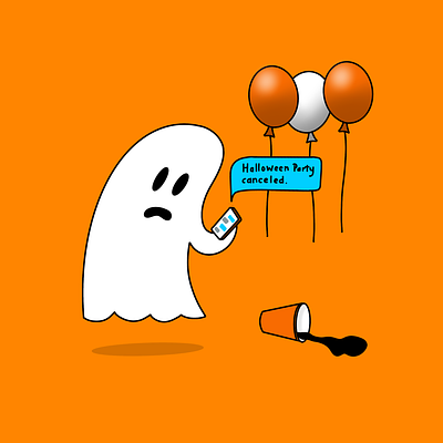 Sad Ghost balloons ghost halloween message news party phone sad shocked text