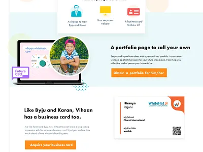 Sample - WhiteHat Jr (Business Card Page) branding content design design edtech landing page mock mockup ui ux