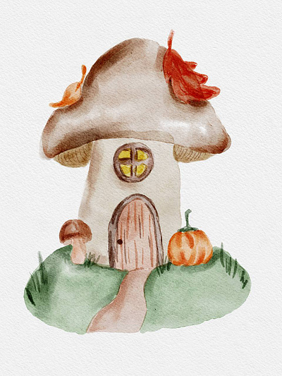 Autumn house acvarel art digital art digital illustration illustration procreate procreate art watercolor watercolor art