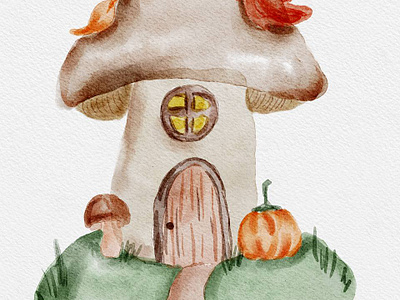 Autumn house acvarel art digital art digital illustration illustration procreate procreate art watercolor watercolor art