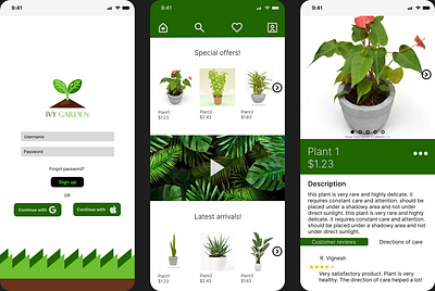 UI design for a plant selling app. app branding ui uiux ux